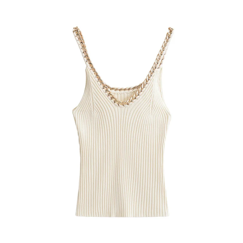 Toloer Toloer 2024 New Slim Slim Lace Stitching Sling Vest 4192017 Metal Knit Sling-Outfit Ideas