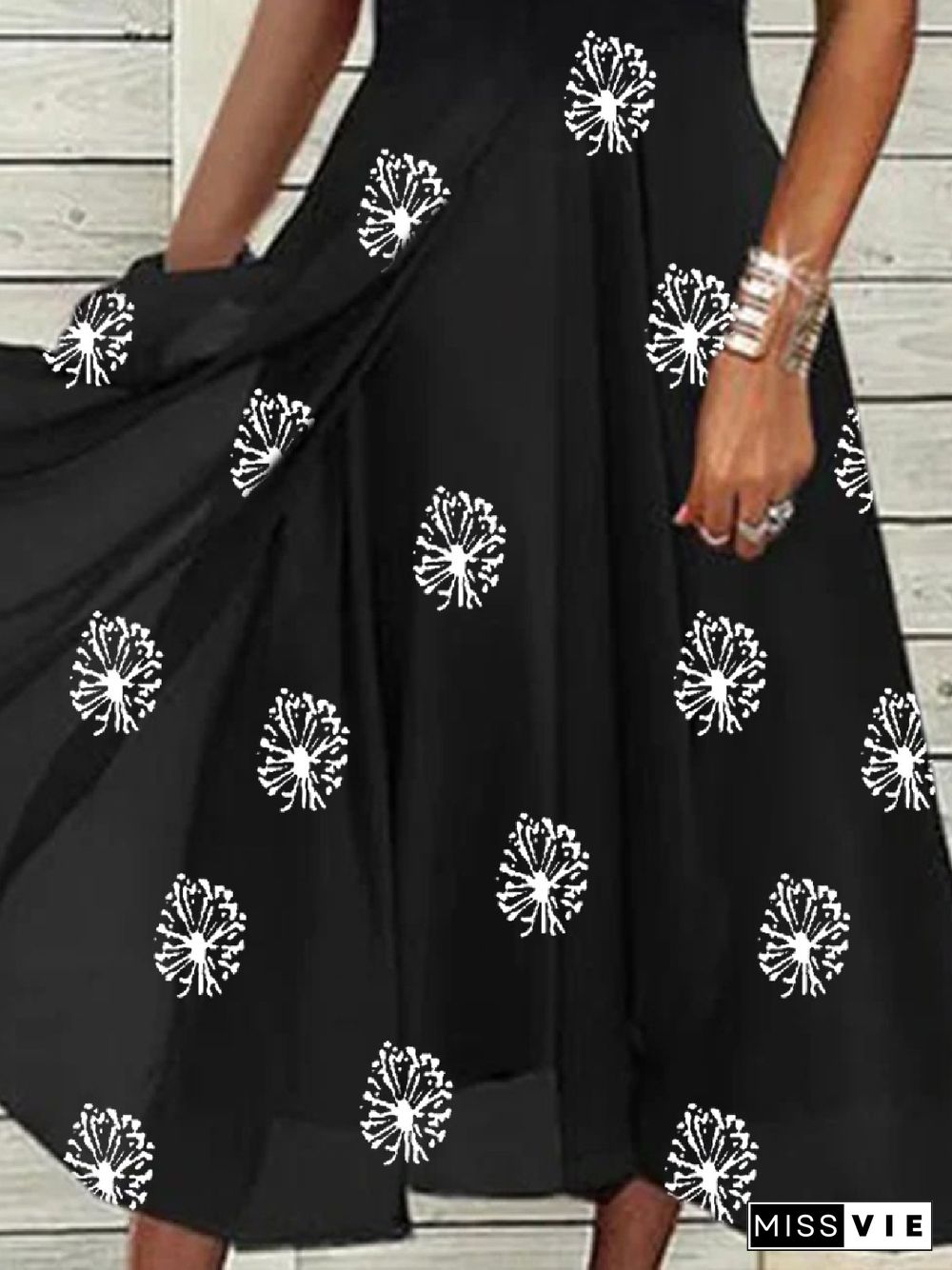 Casual Dandelion Loose V Neck Short Sleeve Dresses