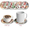 (US Local)6pcs Set Xmas Theme DIY Diamond Painting Coasters Kit with Holder Kit
