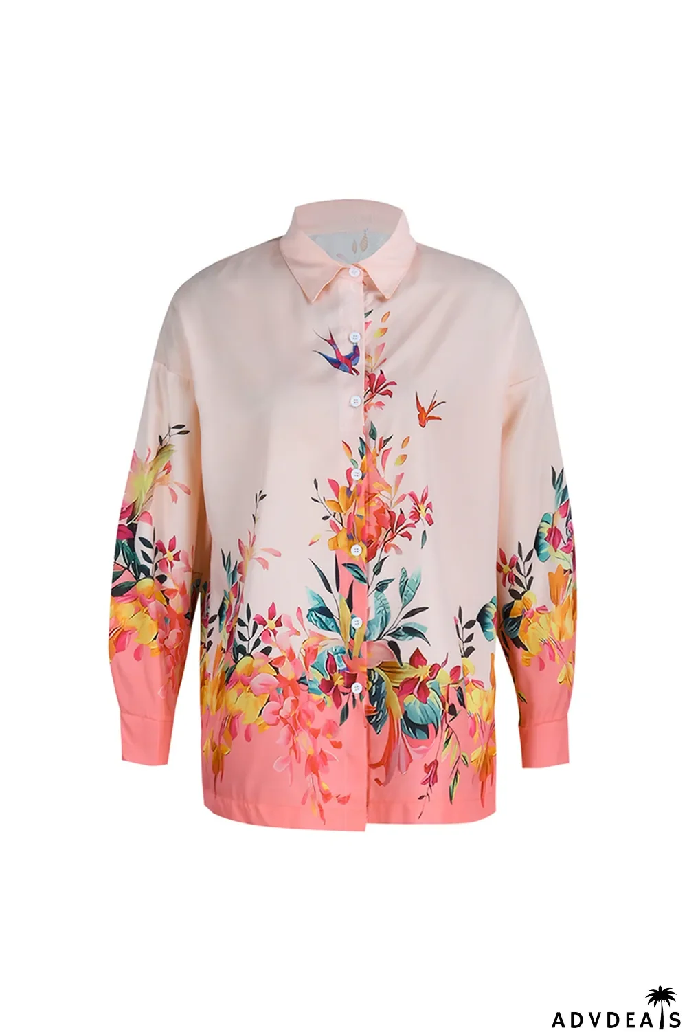 Pink Casual Print Solid Patchwork Turndown Collar Tops