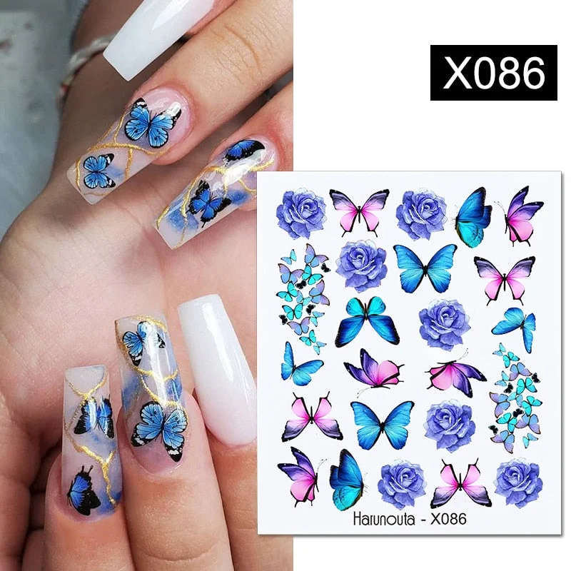 Black White Butterfly 3D Nails Sticker Geometry Decals Flower Gold DIY Decals Designs For Nail Art Manicures Decorations Salon