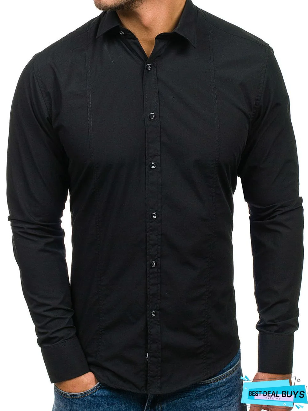 Men's Long Sleeve Men's Shirt Solid Color Shirt Men Commuter