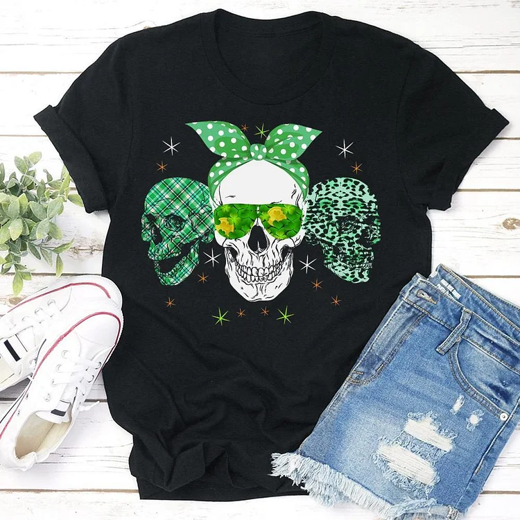 Leopard  Buffalo Plaid Skull Lovers T-Shirt Tee --Annaletters