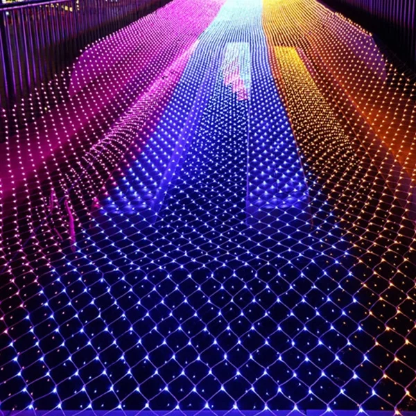 (220V 110V) Fashion 96LED/200LED/880LED Waterproof Net Light Fairy String Lights Christmas Outdoor Holiday Festival Garden Lamp Outdoor Wedding Decoration