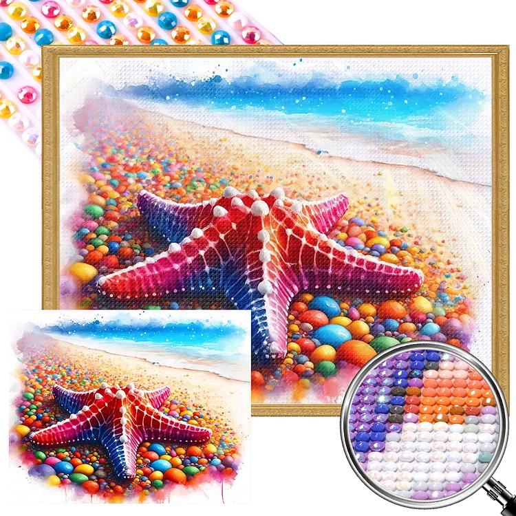 Summer Ocean Starfish 50*40CM (Canvas) Full AB Round Drill Diamond Painting gbfke