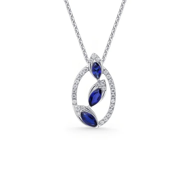 For Love - S925 You are My Today My Tomorrow and My Happily Ever After Blue Crystal Oval Necklace