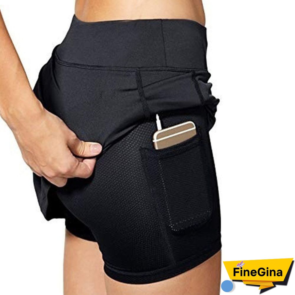Women Running 2 In 1 Active Skorts Tennis Skirt Workout Clothing High Waist Sport Shorts Fitness Yoga