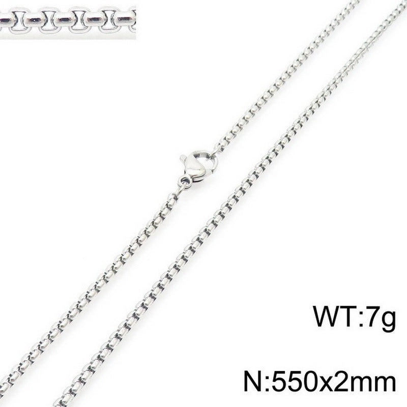 Fashion Classics Square Pearl Chain Men’s And Women’s Titanium Steel Necklace