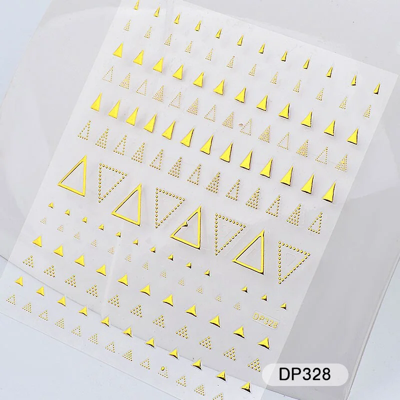 1 Sheet Metallic Nail Art Stickers Mixed Moon/Star/Arrow/Triangle Geometric Patterns 3d Gold Hollow Adhesive Sticker Decorations-Nail Inspo