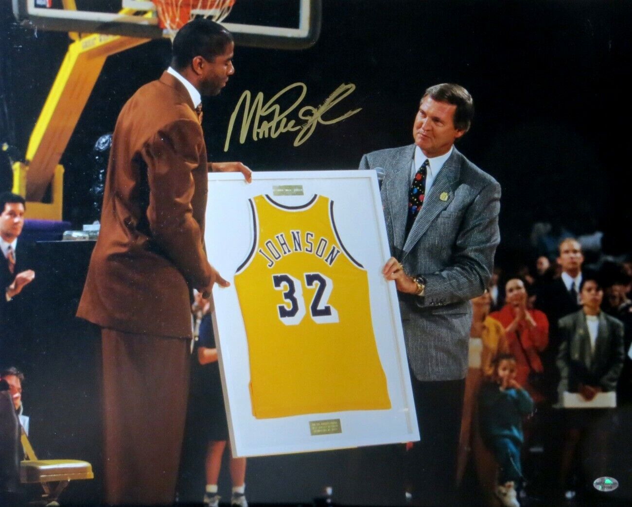 Magic Johnson Signed Autographed 16X20 Photo Poster painting Lakers Retirement Ceremony Smeared