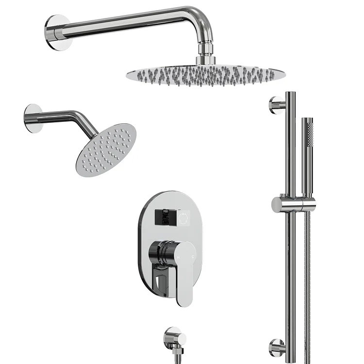 EVERSTEIN 10" Dual Head Rainfall Shower System with Slide Bar Chrome 