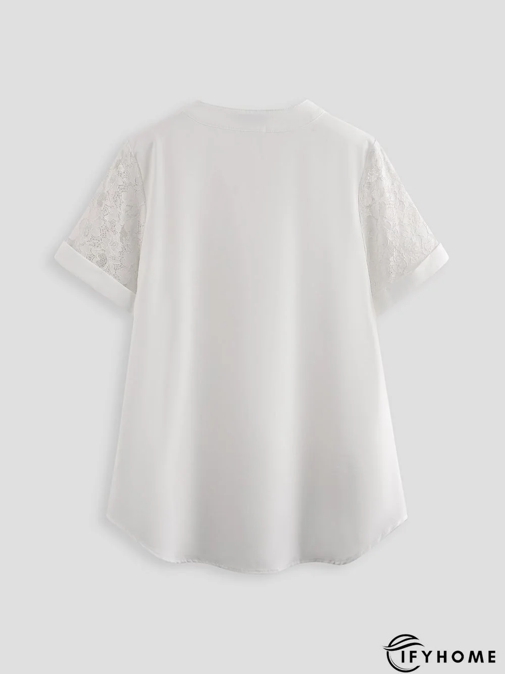 Plain Lace Buttoned Short Sleeve Tops | IFYHOME