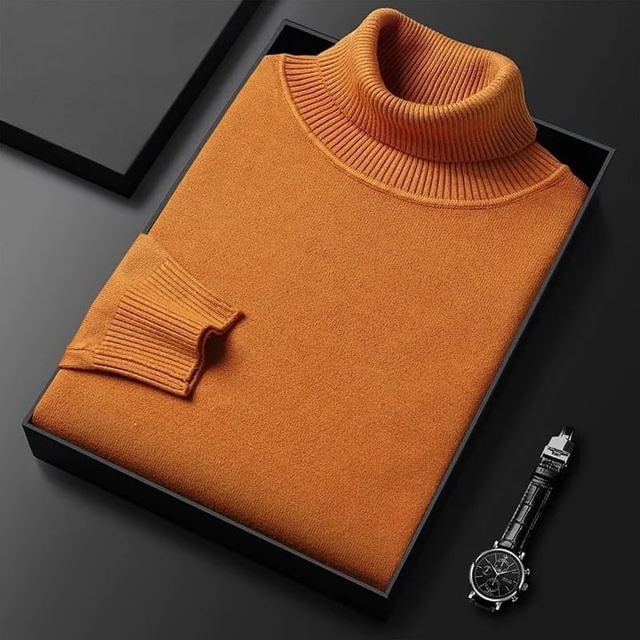 2022 New Men's Solid Color Turtleneck Sweater