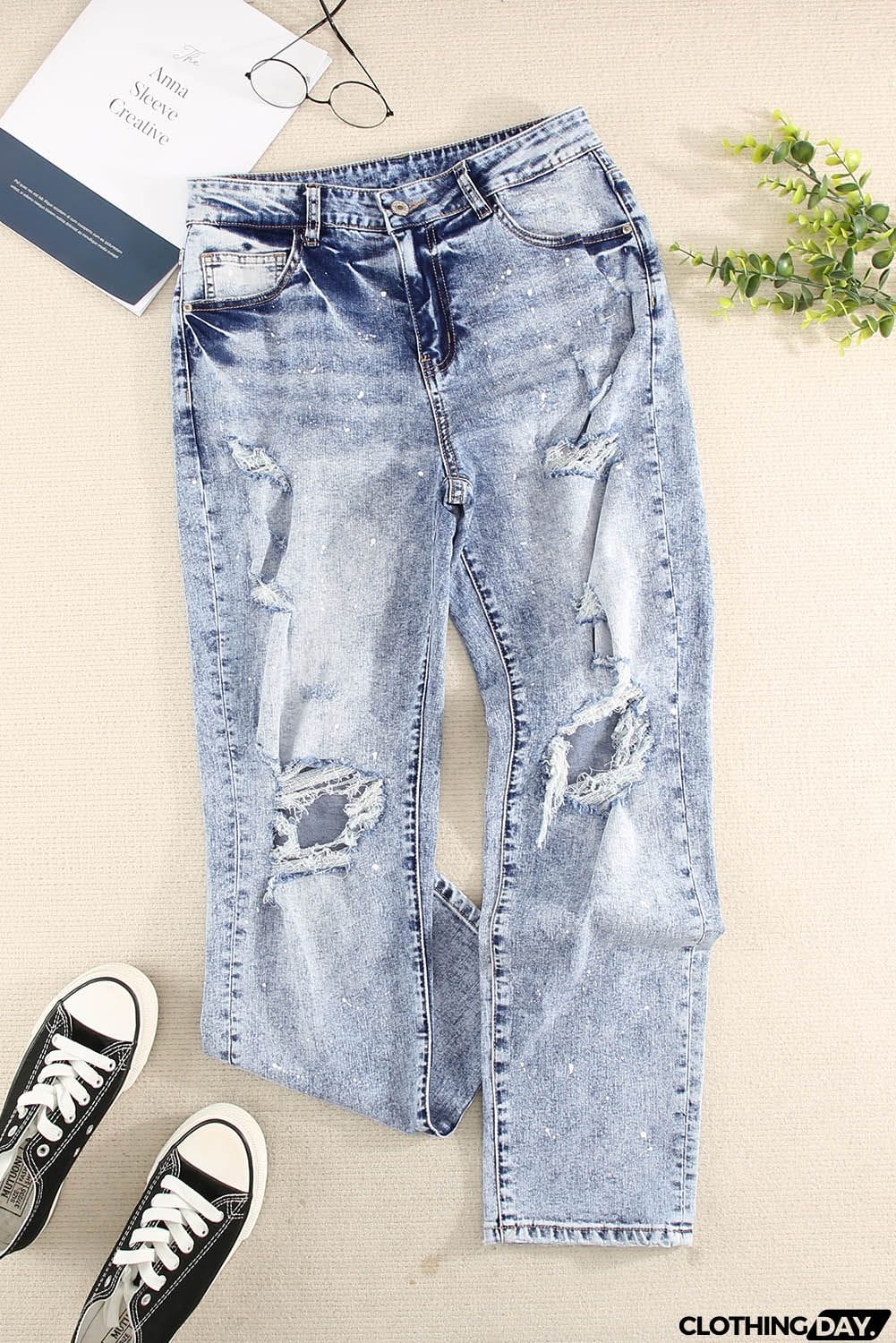 Faded Splatter Denim Pants