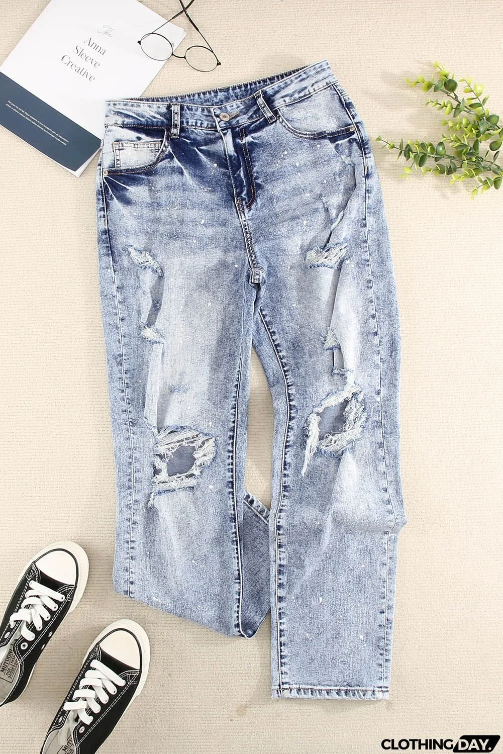 Faded Splatter Denim Pants