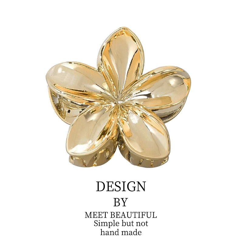 Europe And America Metal Feeling Plumeria Rubra Grip Holiday Hot Selling Glossy Flowers Hair Jaw Clip Grip Updo Shark Clip Hair Accessories