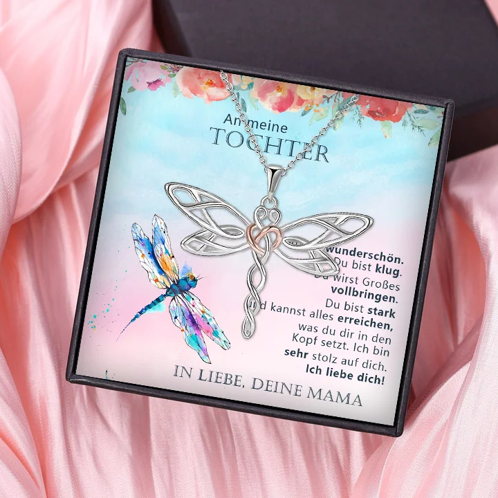 Kettenmachen Libelle Halskette-An meine Tochter Ich bin sehr stolz auf dich-Geschenk mit Nachrichtenkarte
