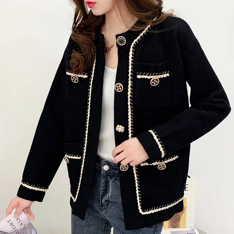Zoki Autumn Women Coat Long Sleeve Breasted Single Korean Soft Fashion Button Wool Jacket White Black Winter Casual Lady Clothes