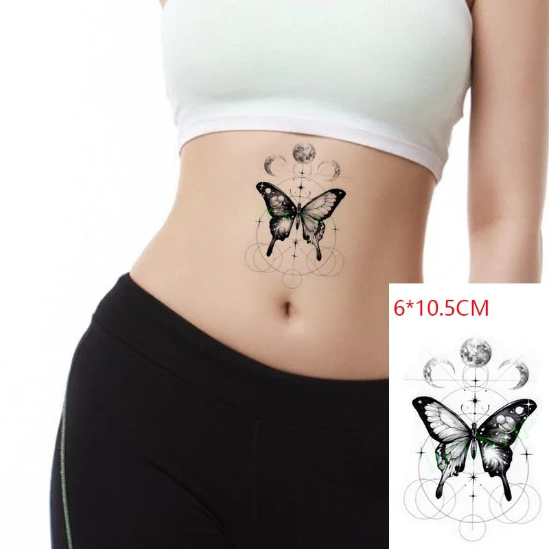 Waterproof Temporary Tattoo Sticker Neck Black Word Angel Devil Bull Cross English Letters Flash Tatoo Fake Tatto for Woman Men