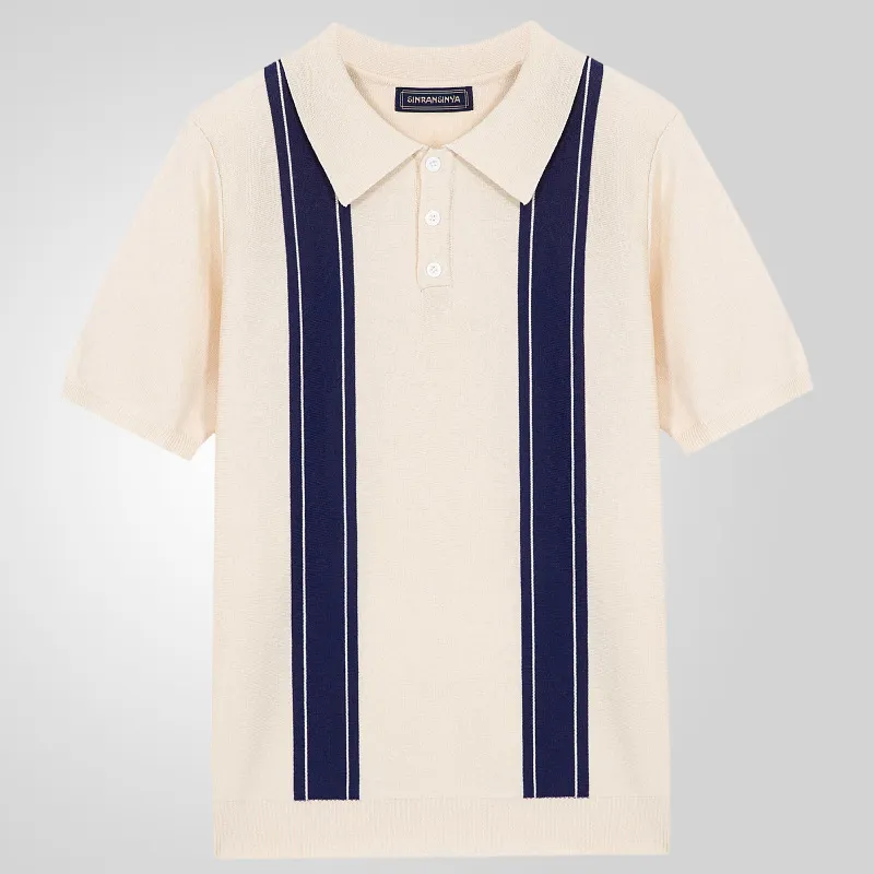 Uveng Uveng Men's Summer New Striped Knits Short Sleeve Business Polo Shirts Men's SY0175