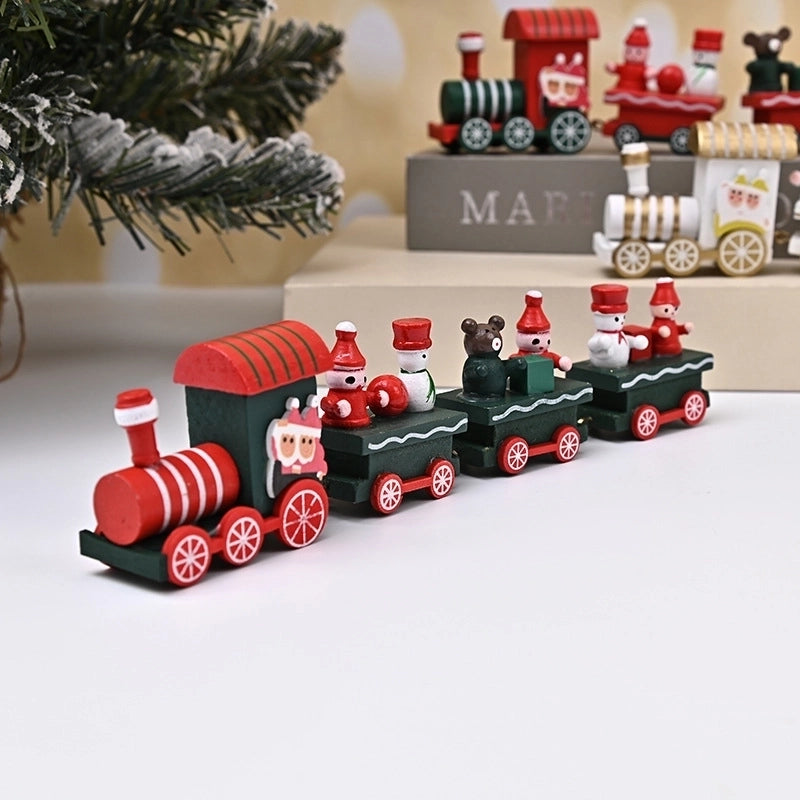 Christmas Fashion Christmas Tree Train Gift Box Wood Indoor Ornaments