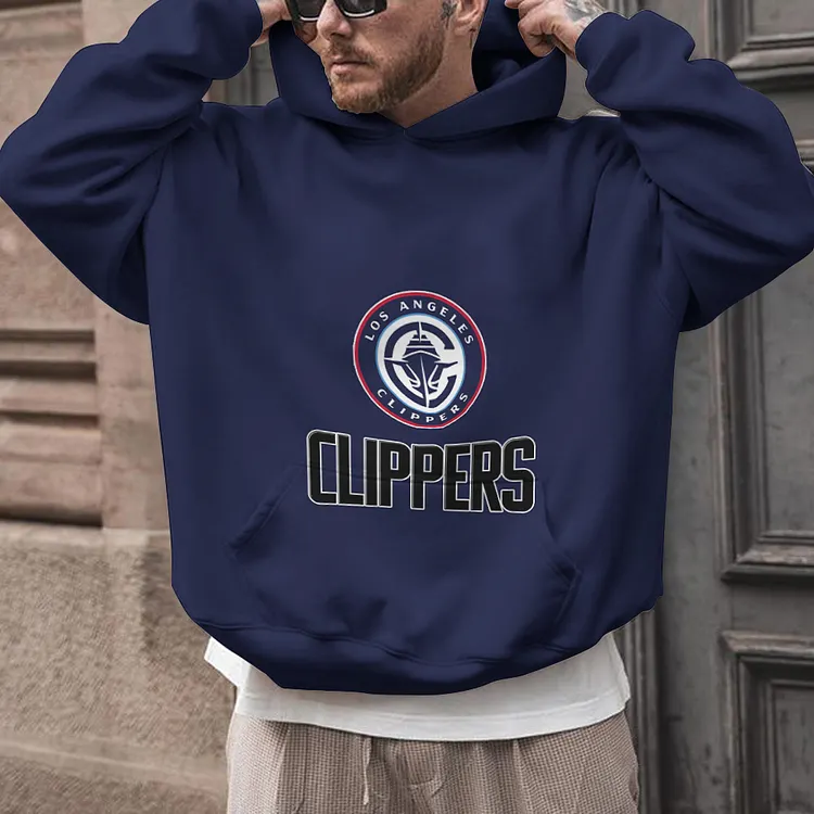 LA Clippers Printed Hooded Pocket Pullover Hoodie
