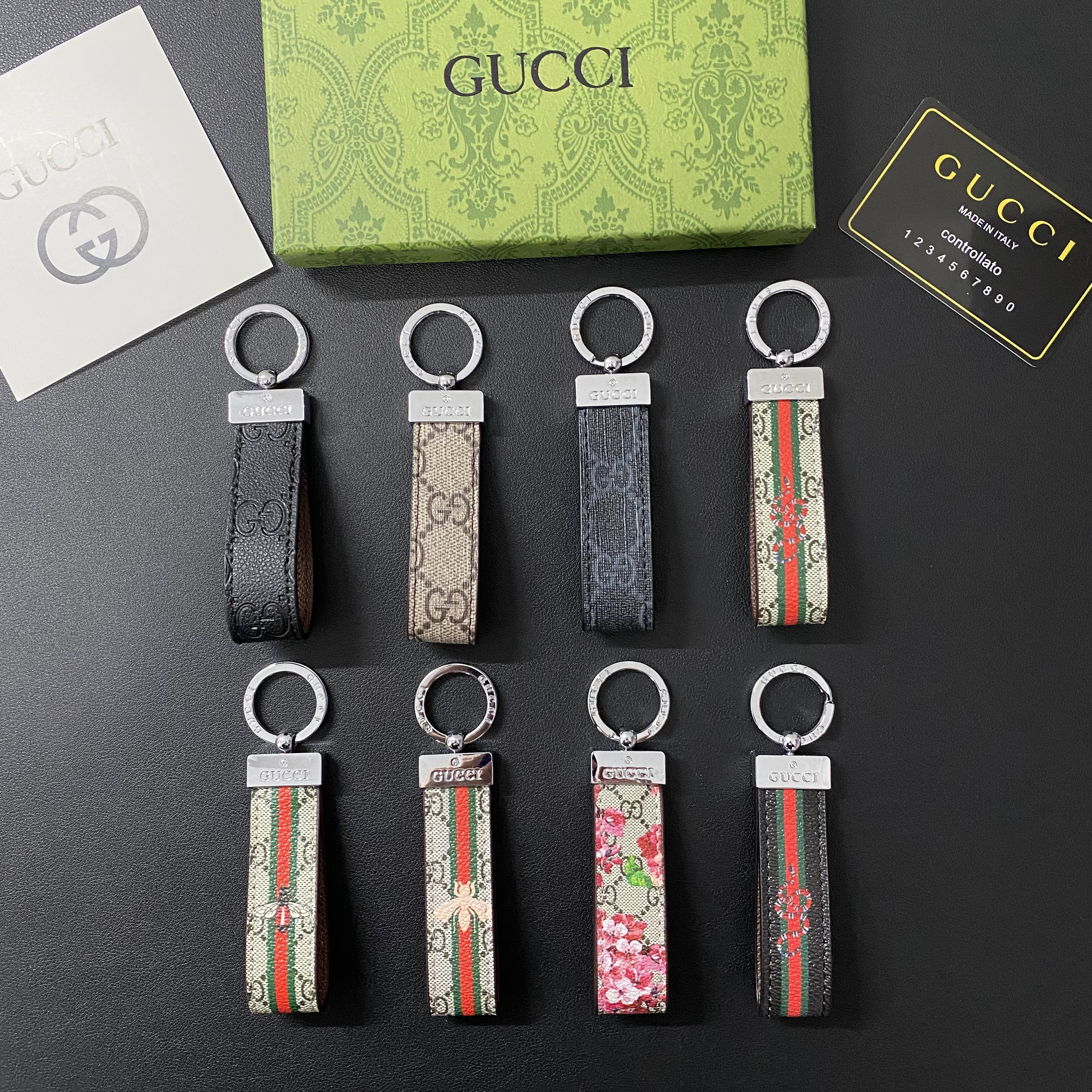 Gucci Keychain Ophidia GG Snake Bee Flower Leather Accessories
