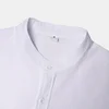 2023 Fashion Solid Color Stand Collar Casual Long Sleeve Cotton and Linen Shirt