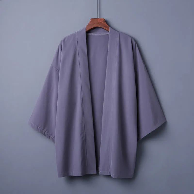 Vintage Pure Color Casual Cardigan Kimono Outerwear