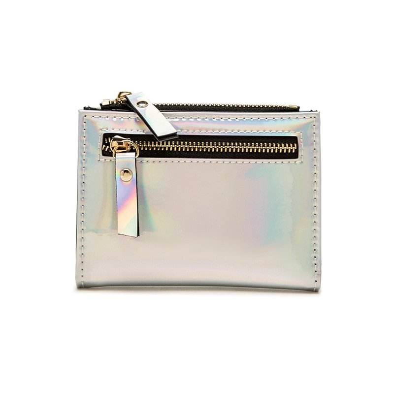 Colorful Double Zipper All-match Korean Version Pu Coin Purse Multi-card Short Zipper  Purses for Women US Mall Lifes