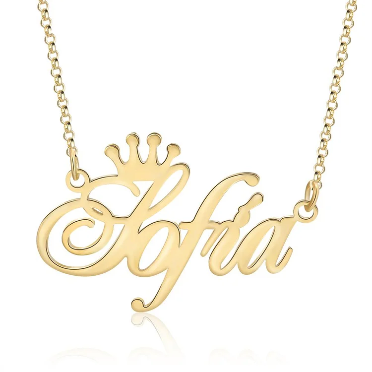 Crown Name Necklace Gold
