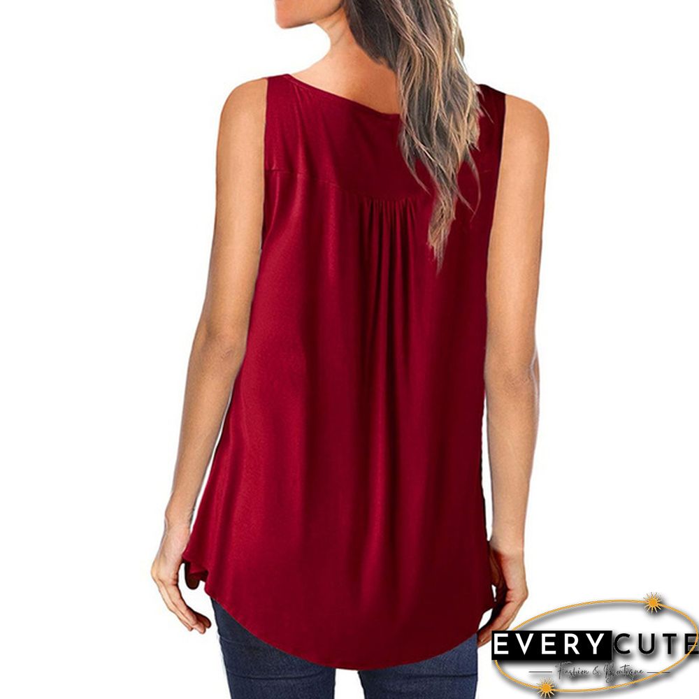 Fashion Women Clothes Spring Summer Casual Sleeveless Camisole Tops Solid Color Cotton Button-down Shirts Ladies Plus Size Loose Cami Tank Top Deep V-neck Halter Blouse