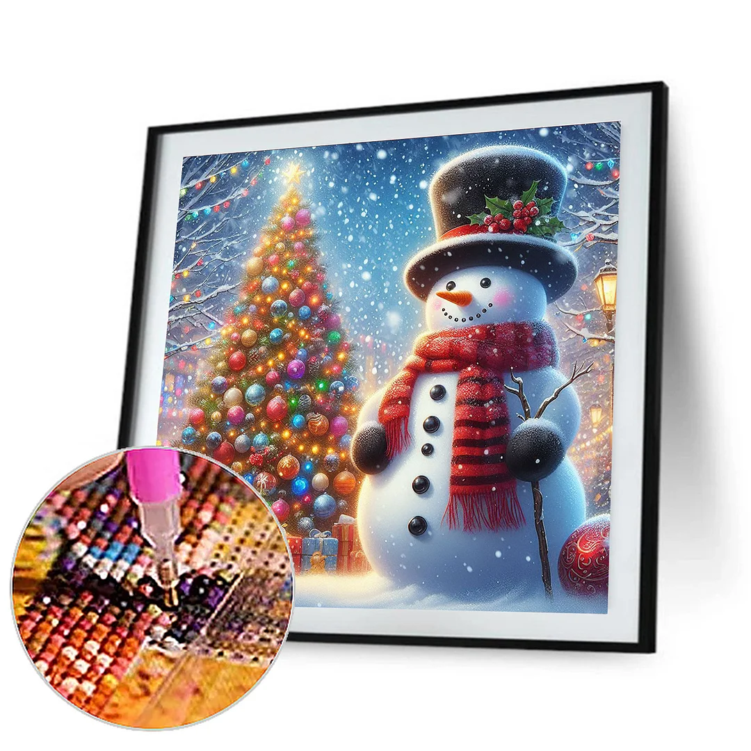Diamond Painting - Full Round Drill - Xmas Snowman(Canvas|40*40cm)