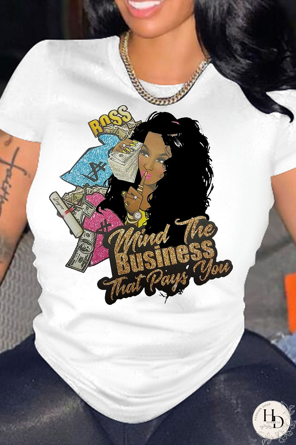 Tangerine Red Casual Print Split Joint O Neck T-Shirts