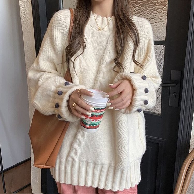 Knitted Shift Vintage Long Sleeve Sweater QueenFunky