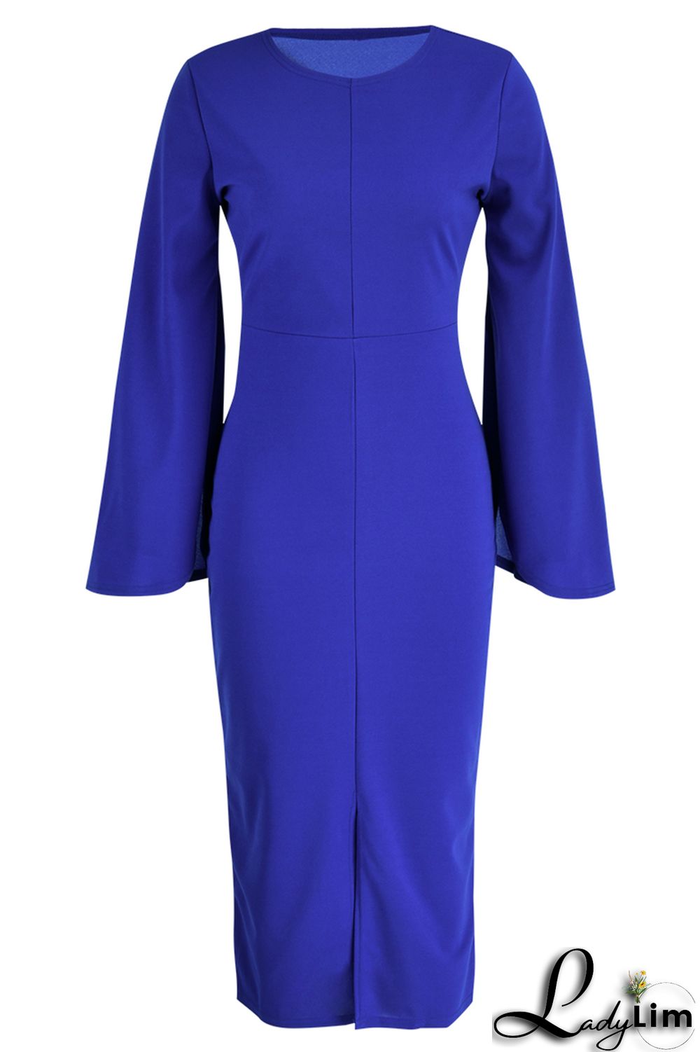 Red Fashion Casual Solid Patchwork Slit O Neck Long Sleeve Dresses