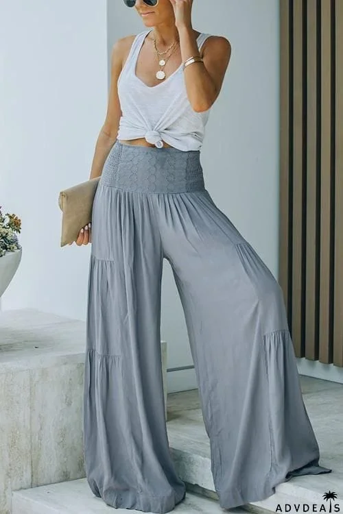 Summer Casual Chopped Pleats Pants