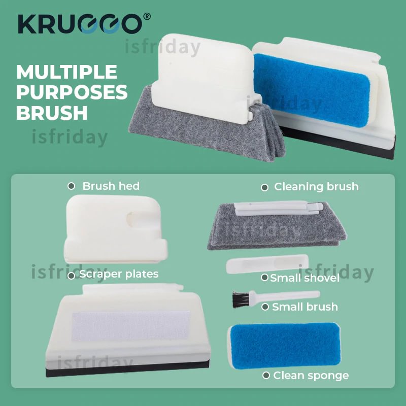 Kruggo® Magic Window Cleaning Brush with Squeegee , 5 in 1 Multifunctional Window Cleaner Tool Kit