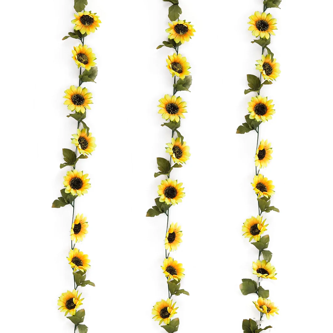Xpoko 3Pcs Artificial Flowers Silk Sunflower Garland Sunflower Vine With Green Leaves For Wedding Home Party Table Decoratio