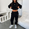 Fashionable Sporty Embroidered Logo Hooded Two-piece Set by Inlyline
