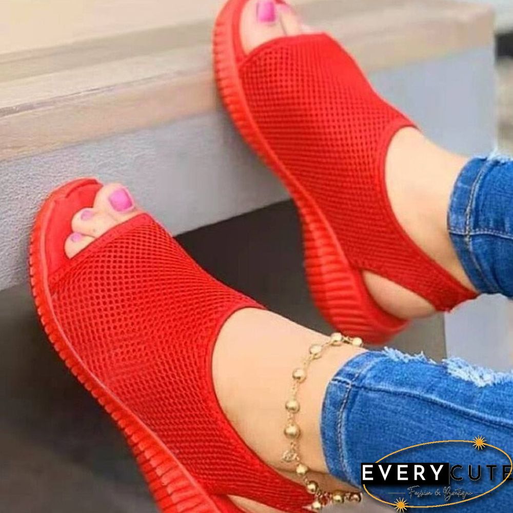 Women Summer Shoes Mesh Fish Platform Sandals Women'S Closed Toe Wedge Sandals Ladies Light Casual Shoes Zapatillas Muje