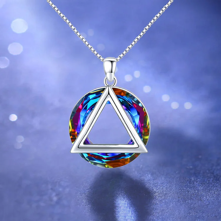 For Friend - S925 Thank You for Being My Badass Tribe Crystal Circle Triangle Necklace