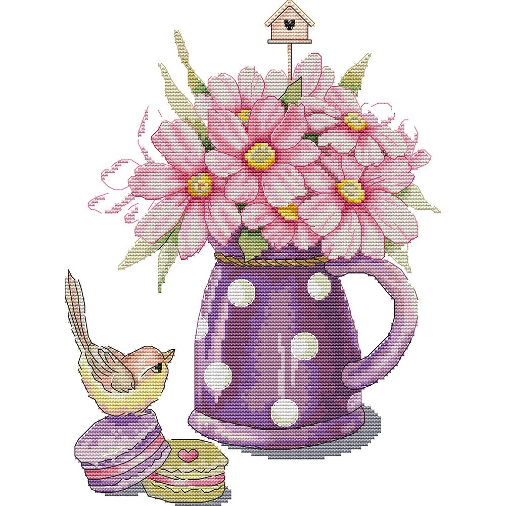 

Bird And Vase - 14CT Stamped Cross Stitch - 28x35cm, 501 Original