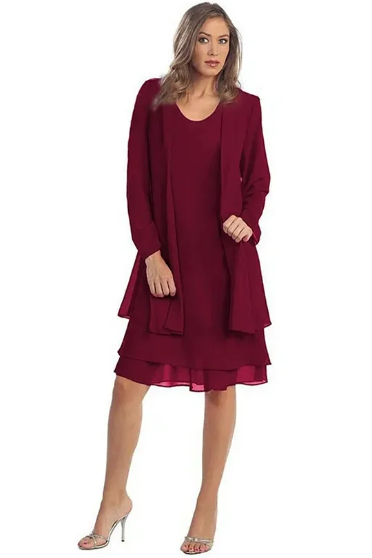 plus size chiffon dresses with jackets Njagoc3 Womens Plus Size Chiffon Dress Set, Long Sleeve Jacket,Elegant Formal Event & Party Wear