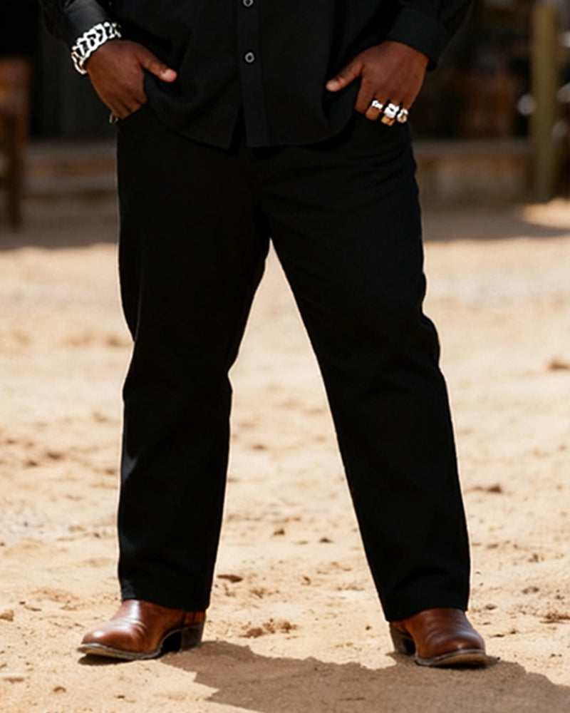 Big & Tall Men's Western Unruly Flame Totem Print Long Sleeve Shirt Pants Set