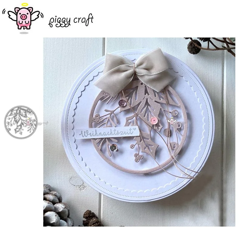 Piggy Craft metal cutting dies cut die mold Leaves fruit circle frame Scrapbook paper craft knife mould blade punch stencils die