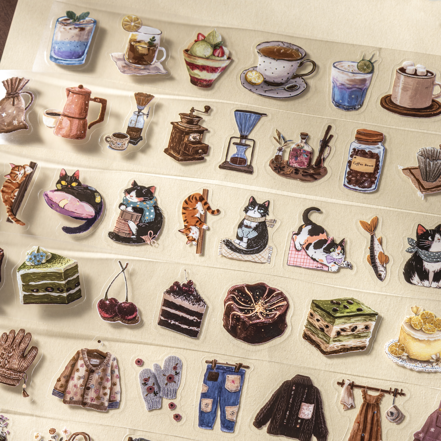 PET 테이프 - 레저 타임 시리즈 빈티지 케이크 라이프 고양이