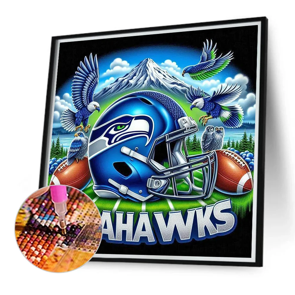 Diamond Painting - Full Round Drill - Seattle Seahawks Helmet(Canvas|40*40cm)