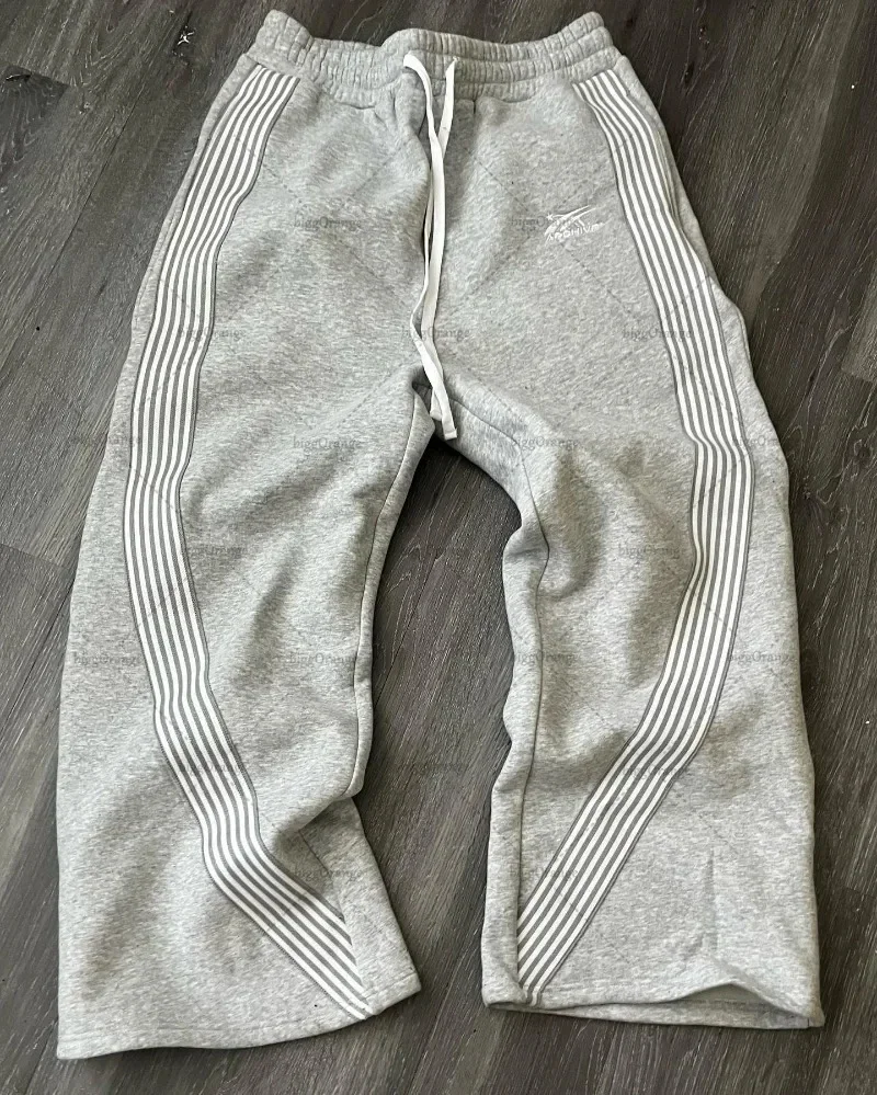 Aonga 2025 Y2K retro fashion simple striped casual pants for men and women Harajuku straight pants high waist loose hip hop sweatpants aonga