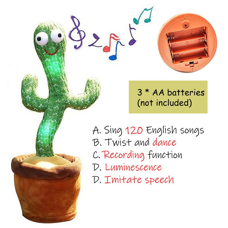 ToyTime Birthday Present Dancing Cactus Electron Plush Toy Soft Plush Doll Babies Cactus That Can Sing And Dance Voice Interactive Bled Toy